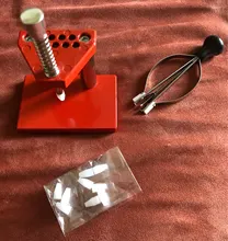 Herramienta de reloj rojo, extractor de émbolo de mano, conjunto de mano, Fitter, aleación de color liso, Kit de herramientas de reparación de relojes con 10 troqueles de plástico