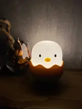 Luz Led nocturna para niños, lámpara de silicona suave recargable por USB, decoración de dormitorio, regalo, noche de pollito de Animal, sombra de Luna