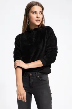 

DeFacto Woman Stand Collar Pullovers Solid Casual Long Sleeves Pullovers Autumn Loose Women Autumn New -K7216AZ18CW