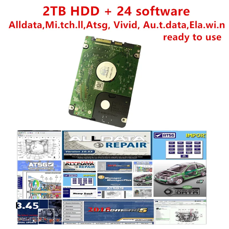 US $109.34 2021 Auto Repair Software Alldata 1053 Vivid workshop data ElsaWin60 ATSG Autodata 345 Mitchell install well on 2TB HDD