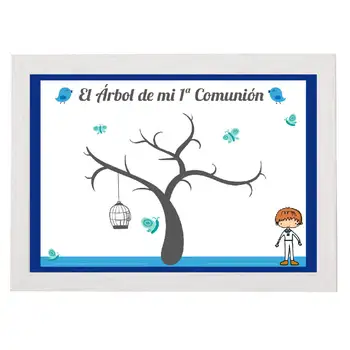 

PICTURE WITH FRAME FOOTPRINTS COMMUNION BLUE