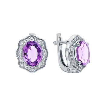 

Silver earrings with amethyst and cubic zirconia sunlight