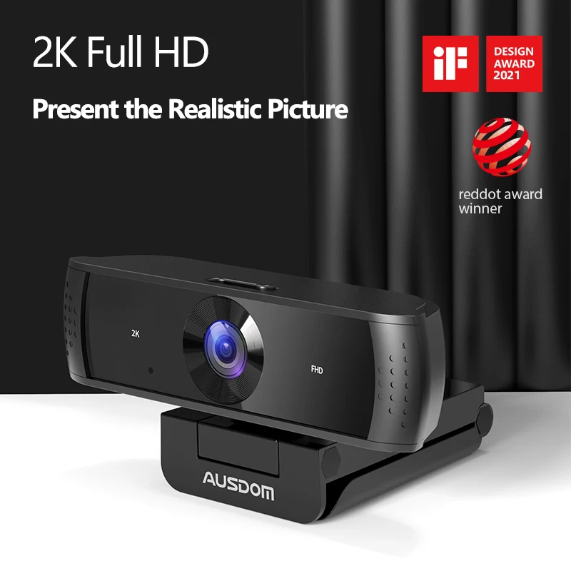 AUSDOM AW651S 2K Stream Webcam with Microphone Web Camera with