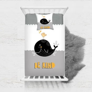 

Yellow Gray Black Cute Whale Pattern Decorative Bedspread 140 X220