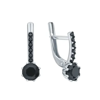 

Silver earrings with cubic zirconia and quartz synthetic sunlight