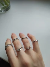 Docona De Luna Media luna Anillos para las mujeres antiguo Punk conjunto de Anillos Midi de nudillo Vintage Anillos accesorios de la joyería de 7 unids/set 9893