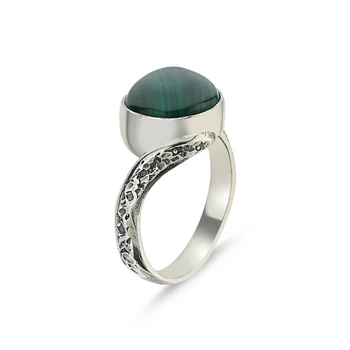 

Silver 925 Sterling Malachite Stone Handwork Ring