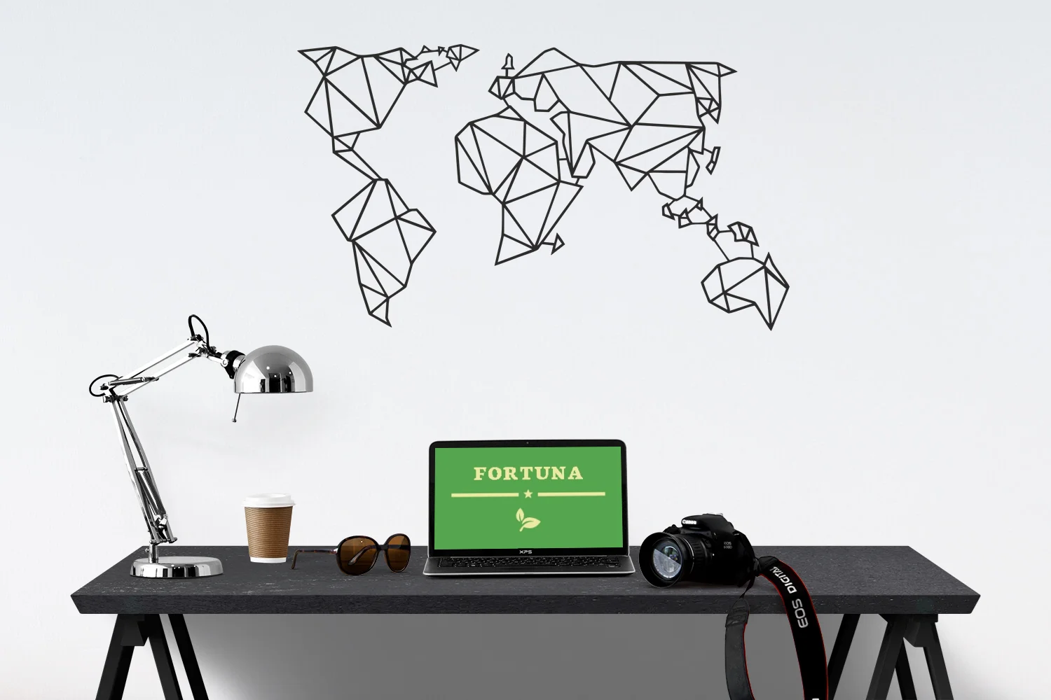 Antdecor металлическая настенная живопись, Карта мира и геометрический мир тематический Настенный декор 96x60 см 3" X 27"