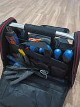 WORKPRO-Bolsa de herramientas de alta resistencia para hombe, organizador de utensilios de 14/15/16 pulgadas de gran capacidad, multibolsa, bandolera