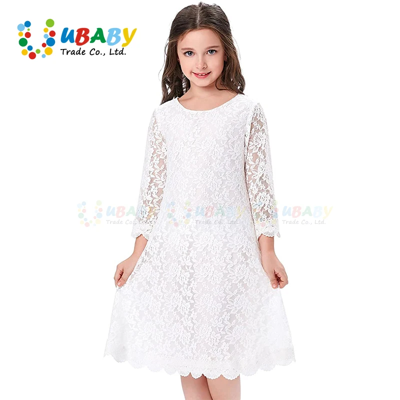Summer Baby Girls White Wedding Dresses Korean Children Clothing Birthday Party Lace Princess Dress Gilrs Kid