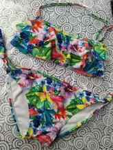 3-14Years chica traje de dos piezas de los niños traje de trajes de baño de los niños dividir hueco Bikini Falbala conjuntos de traje de baño