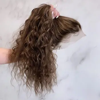 

360 Lace wig Human Hair Wigs brown Curly Preplucked Bleached Knots Natural Peruvian Remy
