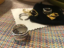 XIYANIKE-anillos de plata de ley 925 para mujer y parejas, joyería de fiesta curva de doble capa chapada en oro