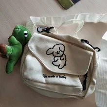 Bandolera de lona con estampado de dibujos animados para mujer, bolso de hombro tipo sobre