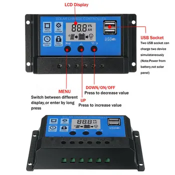 

Solar Charge Controller 12V 24V 10A 40A 50A 100A Automatic Solar Controller Panel Solar System USB LCD Battery Regulator Chargin