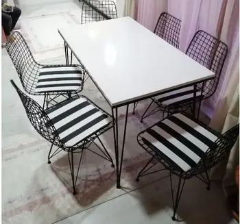 

Free Shipping White Mdf Veneer Table Set 120x70 Modern Quality Economic Convenient