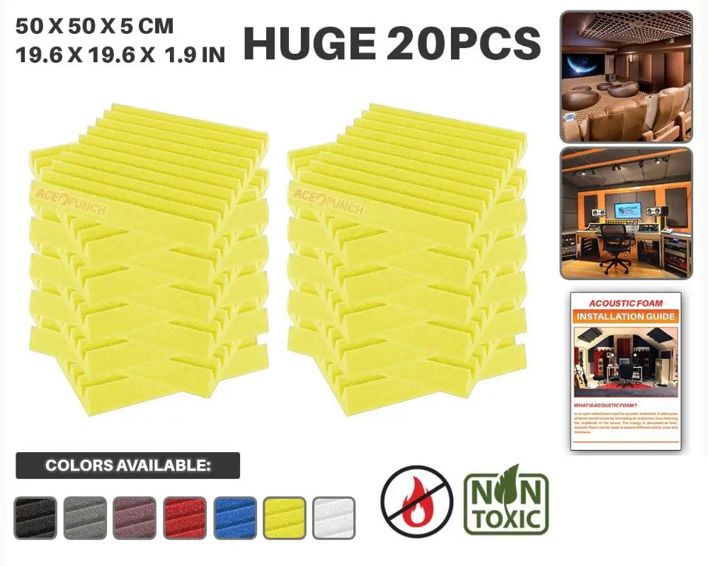 Yellow Arrowzoom 20 шт Упаковка 19," x 19,6" x 1," клиновая плитка студия Звукопоглощающая Панель акустическая обработка пены - Цвет: Yellow
