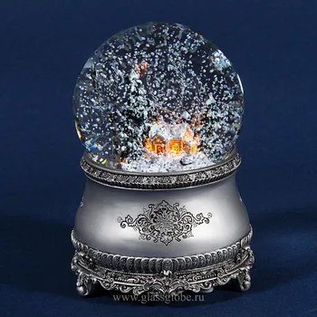 

Glass ball with snow silver fairy tale New, snow globe, music gift