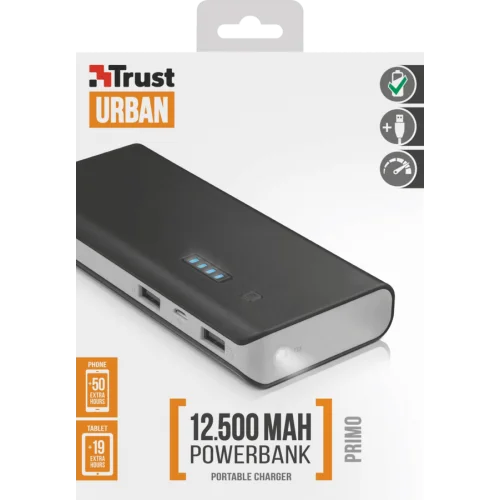 Внешний аккумулятор Powerbank 21212 Trust PRIMO 12500mAh