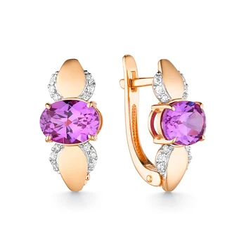 

Gold earrings with amethyst and cubic zirconia sunlight sample 585