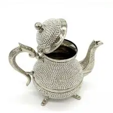 1- silver Swarovski Turkish Teapots Arabic Tea Pot  -1500 ml- Handmade Tea Set Traditional Turkish Tea Coffee Made in Turkey Home Decoration