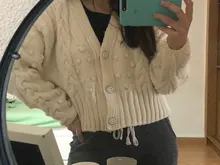 Westay jeli-cárdigan de punto para mujer, suéter grueso, suelto, de manga linterna, botón de perla, corto, dulce y estilo perezoso, primavera 2021