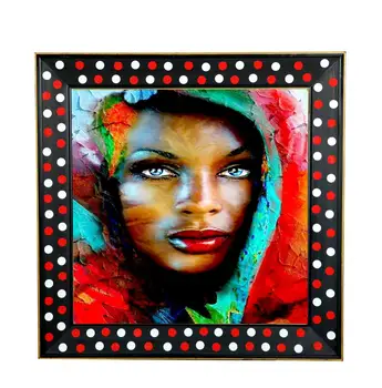 

Bahat Canvas Printed Glass Colored Framed Black 51 * 51 cm