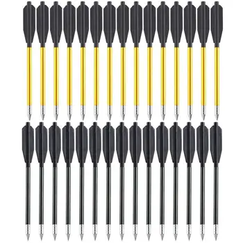 

36pcs Aluminum Metal Arrow Bolts for 50lb & 80lb Pistol Crossbow Bow Outdoor Hunting Black / Golden