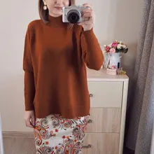 Sweater Pullovers Mock-Neck Beige Purple Winter Green 8-Colors High-Quality Women C-232