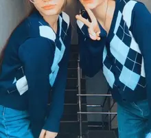 Suéter con rombos geométricos Vintage para mujer, cárdigan de punto de manga larga con cuello en V, prendas de vestir, suéteres de punto elegantes, Otoño, 2020