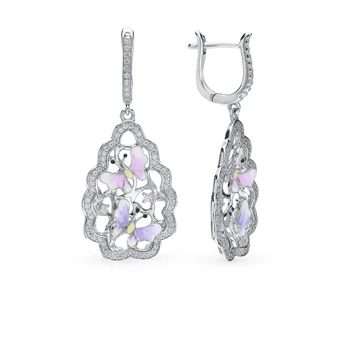 

Silver earrings with cubic zirconia and enamel sunlight
