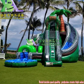 27FT Inflatables Coconut Falls Inflatable Water Slide Curve Tunnel Splash Fun Bouncy Slide With Pool