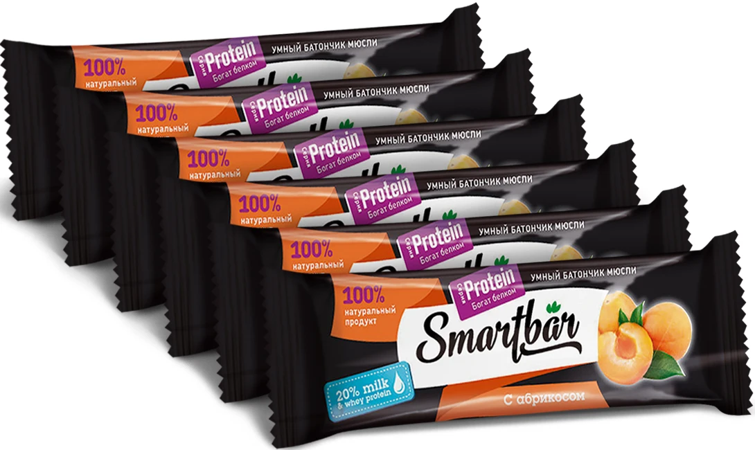 Protein bars-apricot in yogurt glaze, smartbar protein 40g., (6 pcs) afbeelding