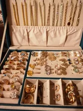 Caja de almacenamiento de joyas de cuero PU, embalaje multifunción portátil de estilo europeo con cajón, regalo de invierno