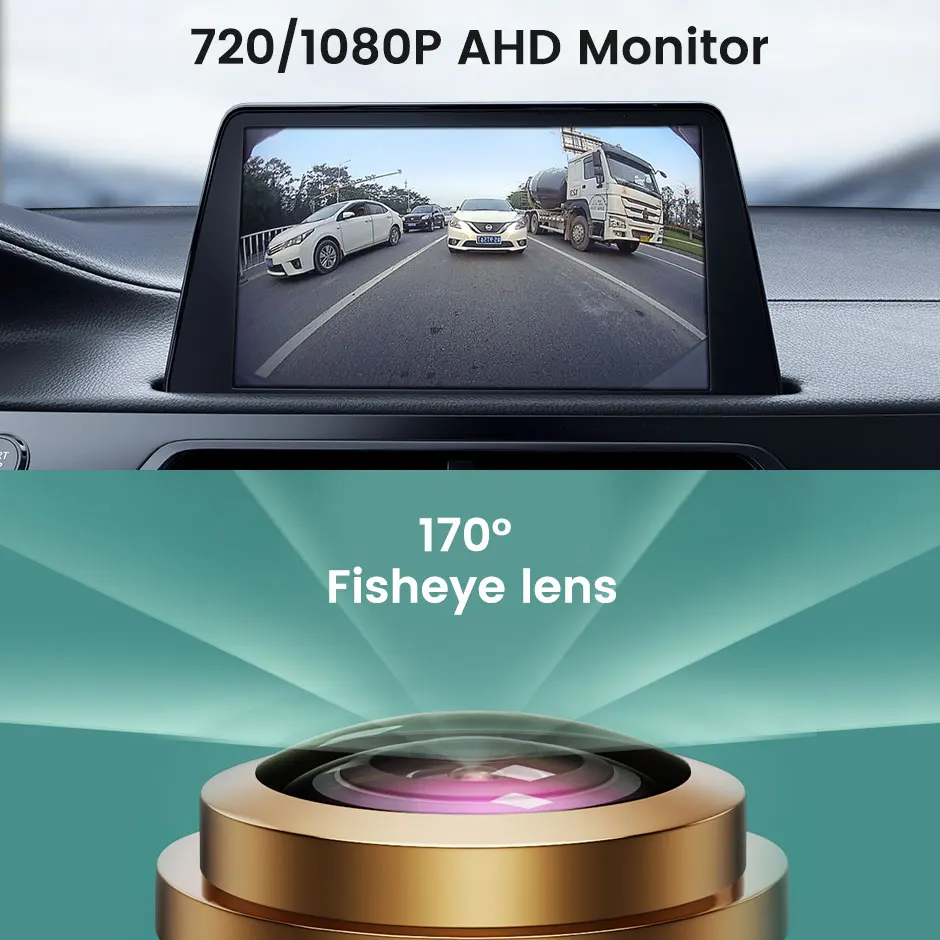 Ahd 1080p 170° Fisheye Lens Led Van Brake Light Rear View
