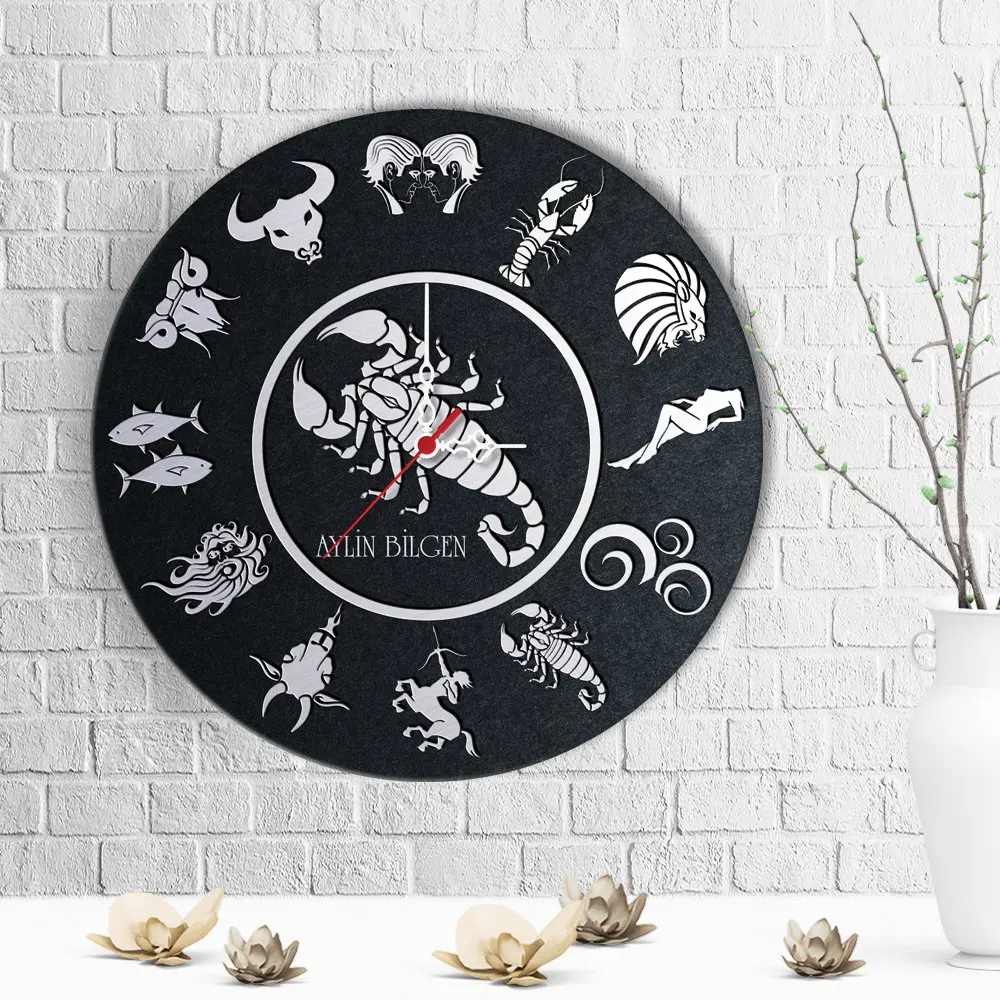 Personalized Zodiac Design Wooden Wall Clock-3 | Дом и сад