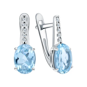 

Gold earrings with Topaz and diamonds sunlight sample 585