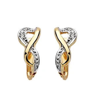 

Earrings 9k gold Two Tone 12mm. Zircons woman close Catalan width 5mm.