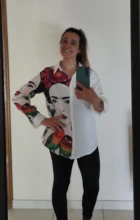 Camiseta de manga larga con botones para mujer, Blusa holgada informal Vintage de otoño para oficina, camisa de talla grande 5XL con estampado Floral