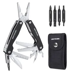 Couteau de poche multifonctionnel en acier inoxydable, multi outils pince couteau de poche militaire combiné en plein air Camping outils à main METERK 