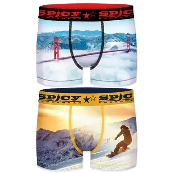 

Pack 2 SPICY briefs printed fabrics MENS boxer