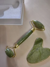 Gua Sha-Rodillo de Jade Natural, masajeador de cara delgada, herramientas de elevación, piedra verde, antiedad, arrugas, belleza de la piel, conjunto de cuidado