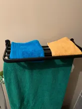 Hanger Organizer Towel-Holder Shower-Rack Bathroom-Accessories Folding Black Aluminum