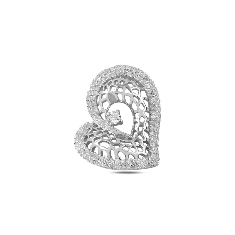 

Silver 925 Sterling Zircon Cubic Zirconia Heart Pendant
