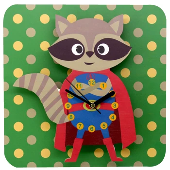 

Children's wall clock Super raccoon