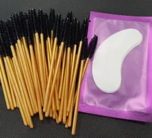 Varita de máscara para cejas, cepillo Spoolie, 50 unidades/juego, venta al por mayor, varitas desechables para pestañas, cepillo para la extensión de pestañas