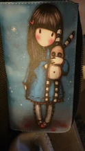 Cartera larga con estampado de dibujos animados para mujer, billetera de lona de alta calidad, duradera, estándar, de gran capacidad
