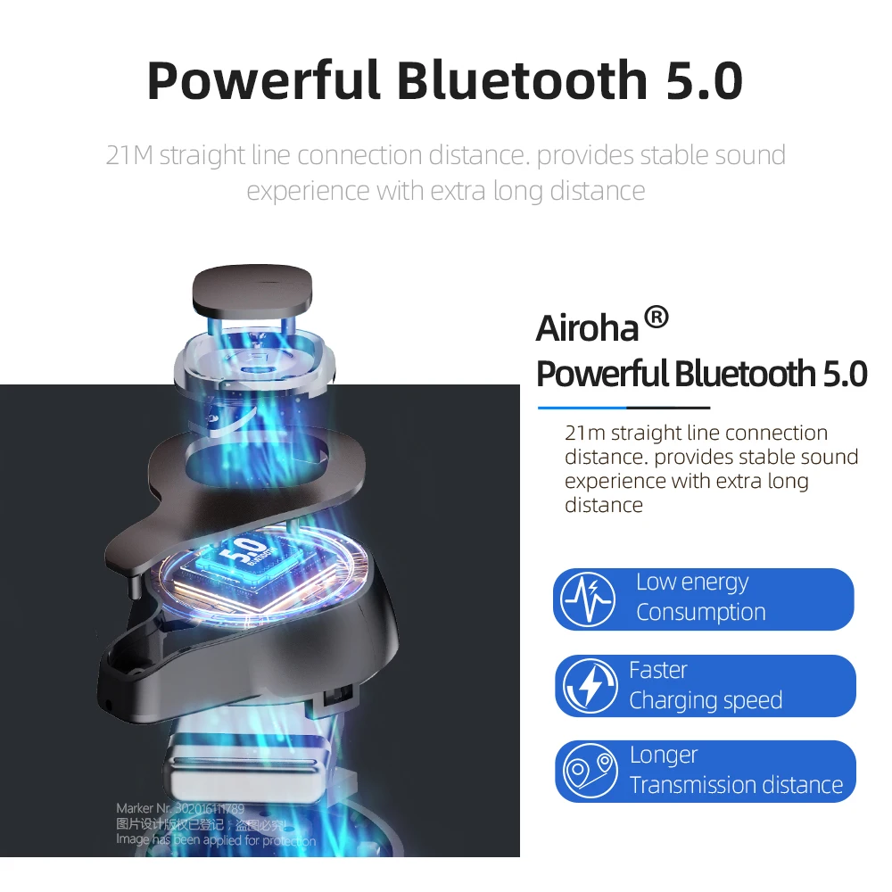 Наушники вкладыши AUN TWS с поддержкой Bluetooth 5 0 и зарядным футляром на 2600 мА ·
