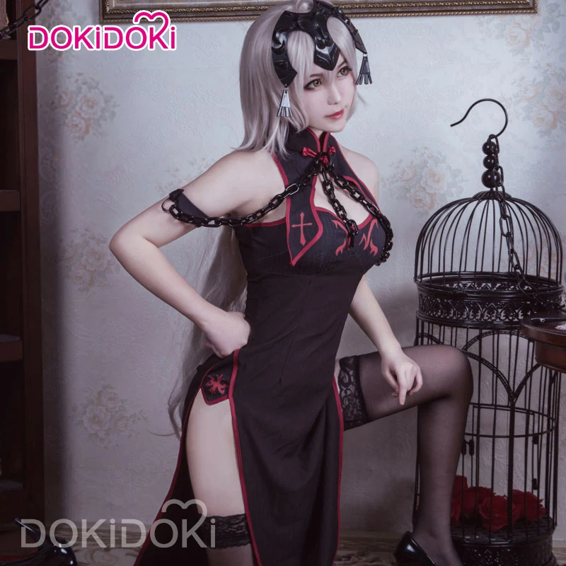

DokiDoki Fate/Grand Order Jeanne d'Arc Alter Cosplay Costume Game Fate Cosplay Cheongsam Women Sexy Black Dress Costume