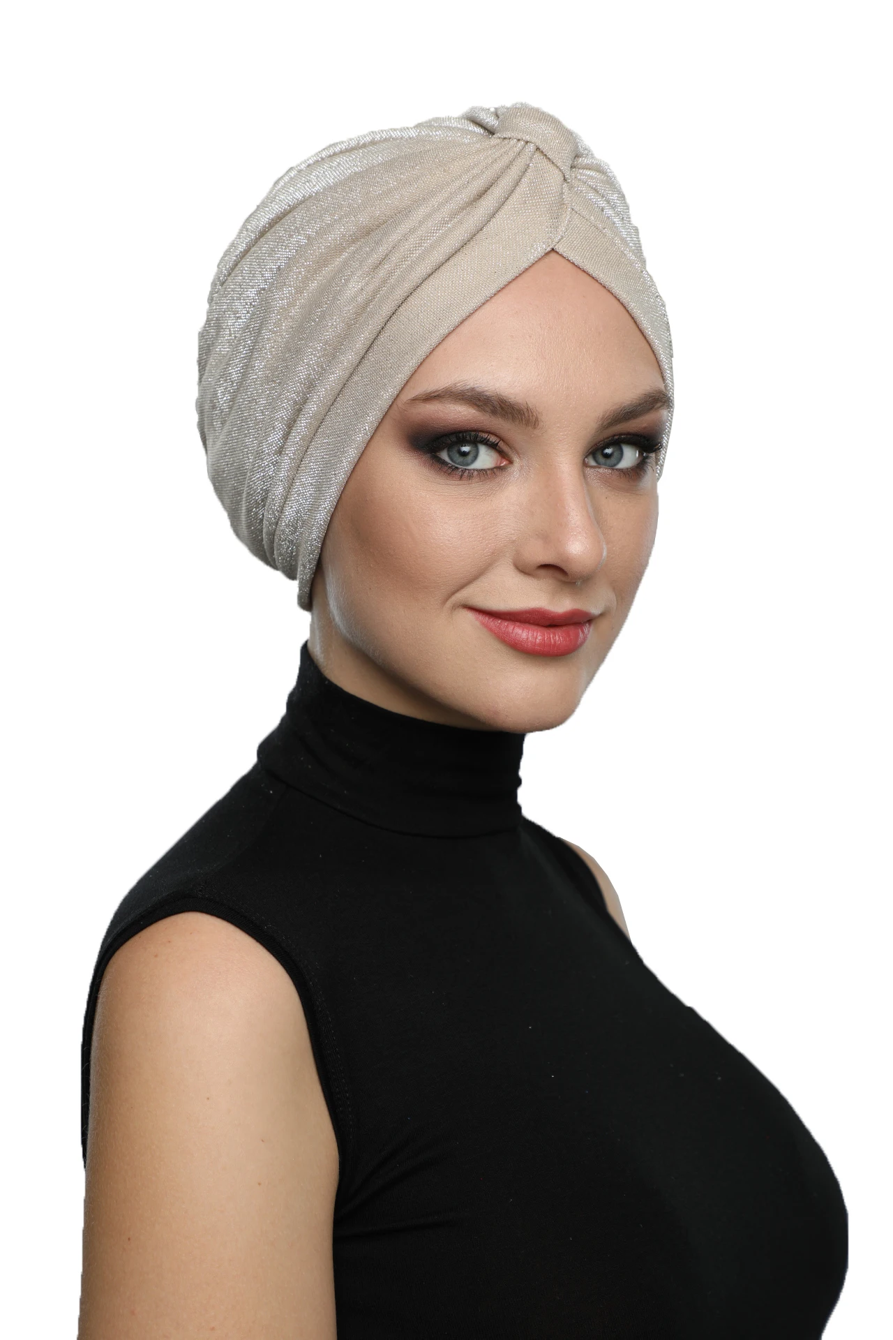 2024 New Fashion Silvery Reina Cross Banded Ready Turban Hijab Bonnet Scarf Cancer Cap Special Women Product Beret Bandana